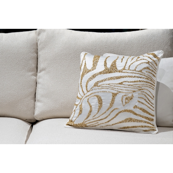 70SW-30310 Подушка с бисером "Зебра" белый/золотой 45*45см