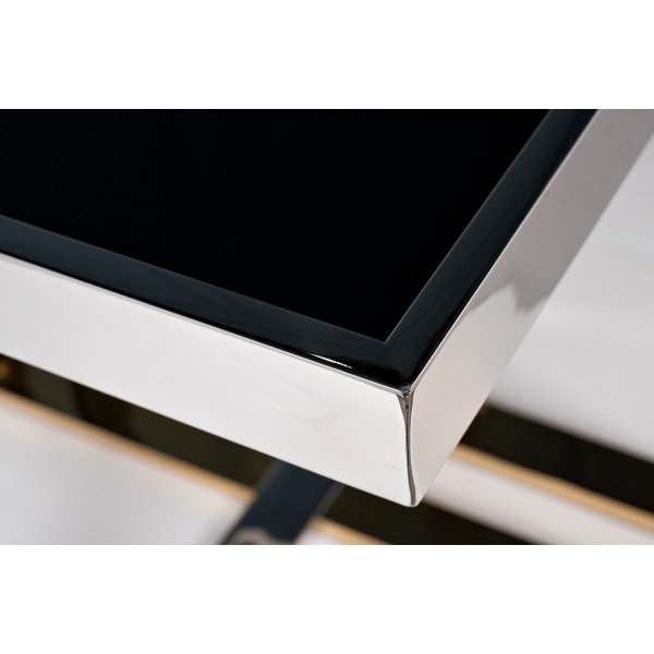 47ED-20920 Стол журнальный черн.стекло/хром+золото 55*55*55см