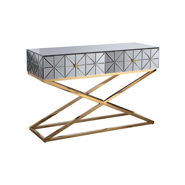 KFG113 Консоль с матовой зерк. отделкой 2 ящика 120*42*78см