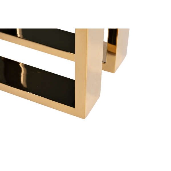 47ED-20920 Стол журнальный черн.стекло/хром+золото 55*55*55см