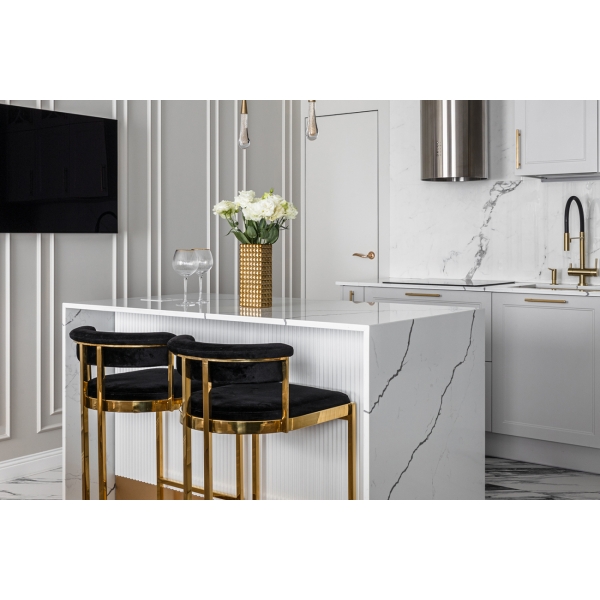 GY-B8216GOLD-BL Стул барный, велюр черный/золото  49*55*85см