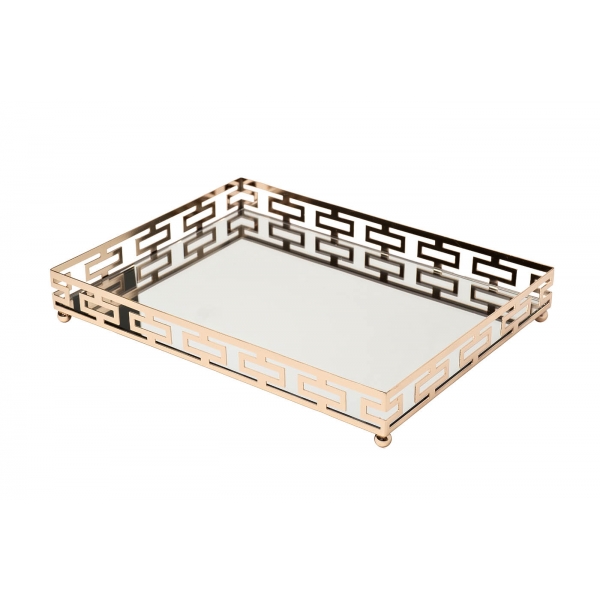 2K389162-G Поднос декоративный зеркальное основание, цвет золото 35*25*5см
