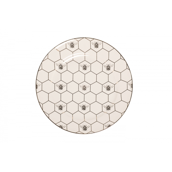 26FC-TAR-HONEYCOMB-26/1 Тарелка обеденная HONEYCOMB пчёлки 26см (2)