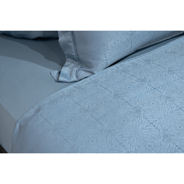 180JOD-18014 Простыня на резинке бамбук, сине-зеленая 180*200*30