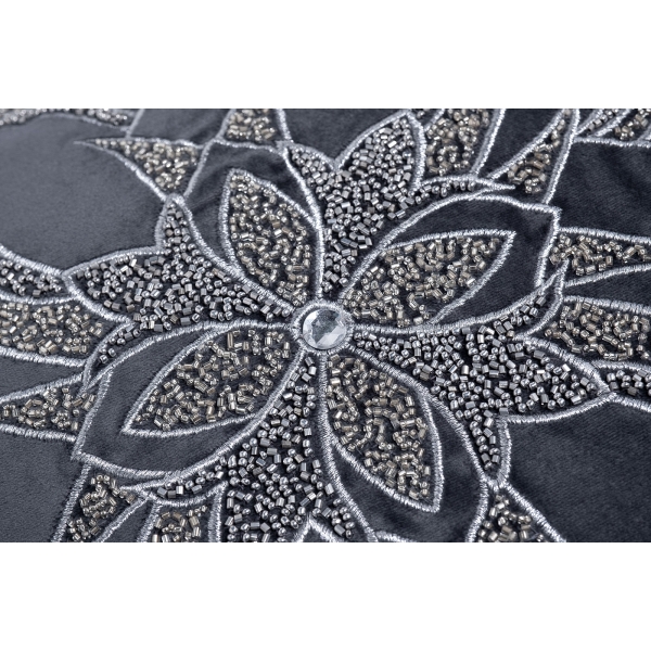 70SW-26096 Подушка вышивка, бисер "Цветок" синий 45*45