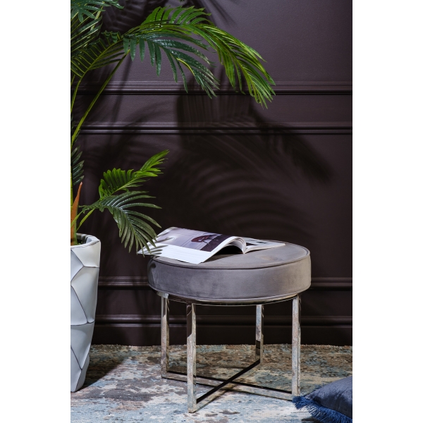 47ED-003BAN-SER Банкетка серый велюр/хром d50*46см