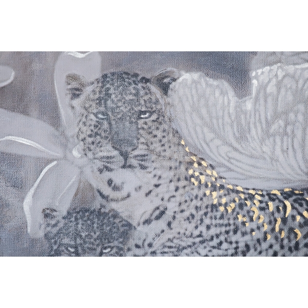 89VOR-AFRICA LEOPARD  Холст "Африка леопард" 100*100 см, багет золото, зол.поталь