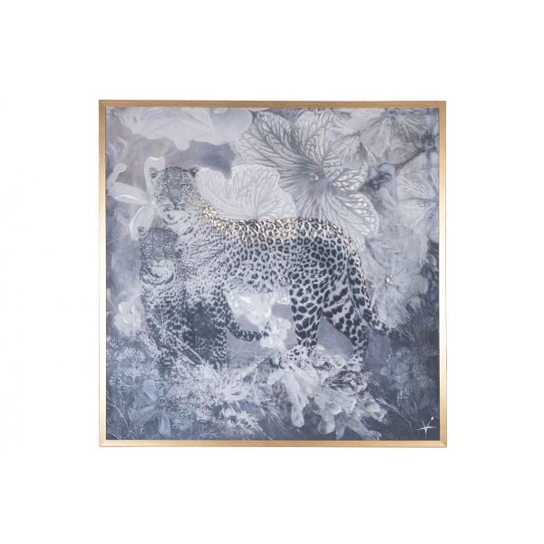 89VOR-AFRICA LEOPARD  Холст "Африка леопард" 100*100 см, багет золото, зол.поталь