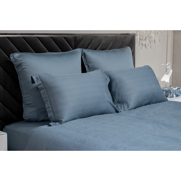 180JOD-18015 Простыня на резинке бамбук, сине-зеленая 160*200*30