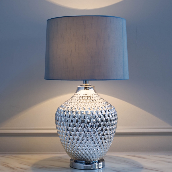 22-88017 Лампа настольная плафон синий d38*65см