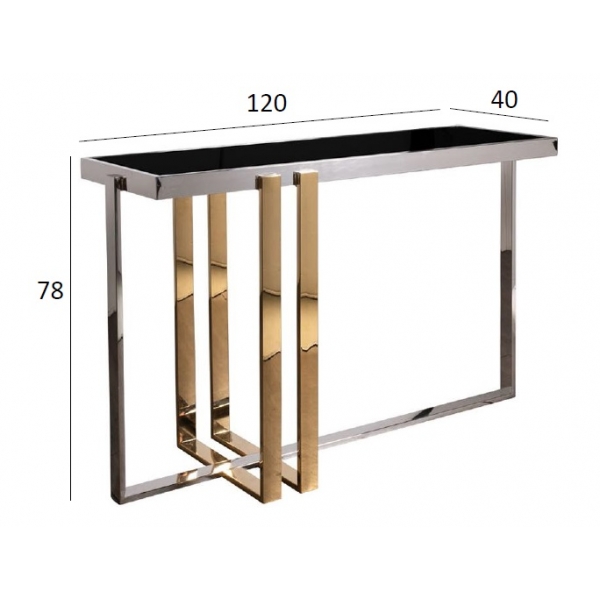 47ED-20900 Консоль черн.стекло/хром+золото 120*40*78см