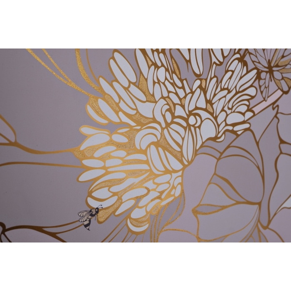 89VOR-PEONY Холст "Пион" 110х80 см, багет пластик (золото), золотая поталь