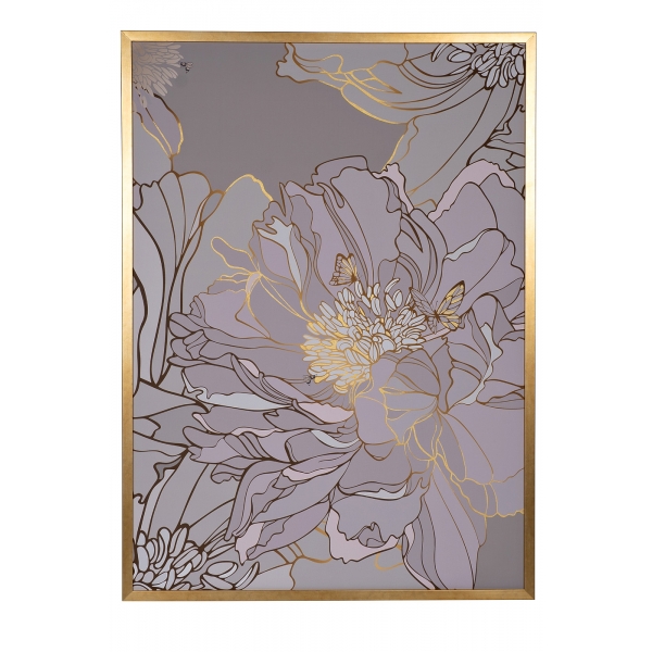 89VOR-PEONY Холст "Пион" 110х80 см, багет пластик (золото), золотая поталь