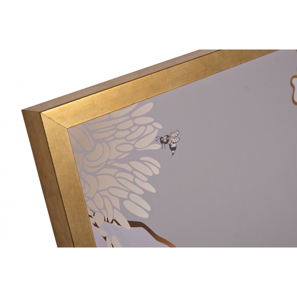 89VOR-PEONY Холст "Пион" 110х80 см, багет пластик (золото), золотая поталь