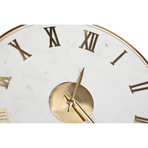 79MAL-5904-40 Часы настенные белый мрамор/золото d40см