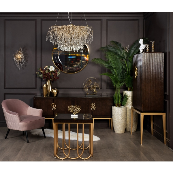 55RD3153 Декор "Листья с 2 золотыми птичками" 40*46см