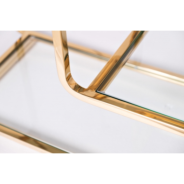 46AS-SH1652-GOLD Стеллаж золотистый/прозр. стекло 90*40*200см