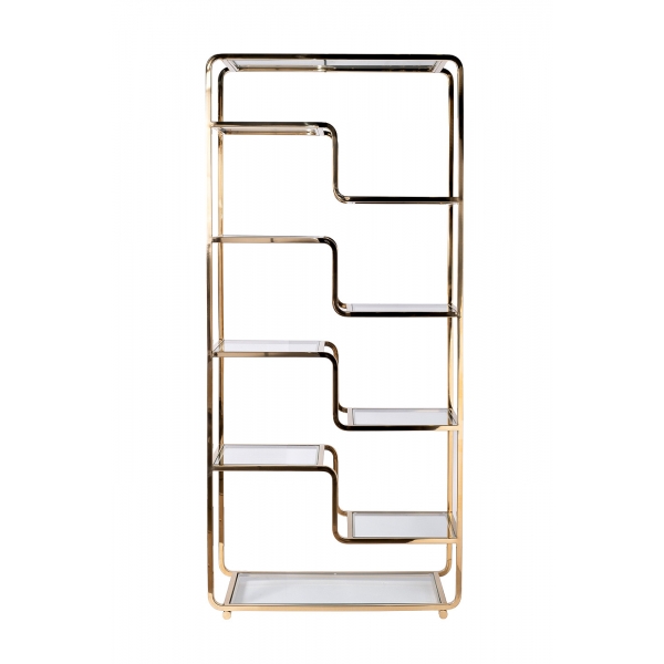 46AS-SH1652-GOLD Стеллаж золотистый/прозр. стекло 90*40*200см