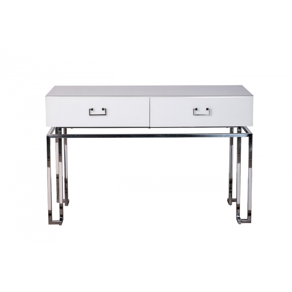 KFG070-NI Консоль 2 ящика белая/хром  120*42*77см
