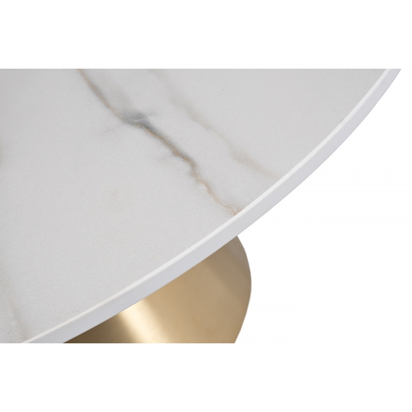 76AR-00910 Стол журнальный керамогранит белый d80*40см