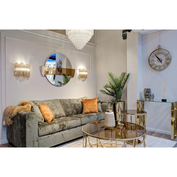 13RXET4036-GOLD Стол журнальный стекло коричн./золото d50*60см