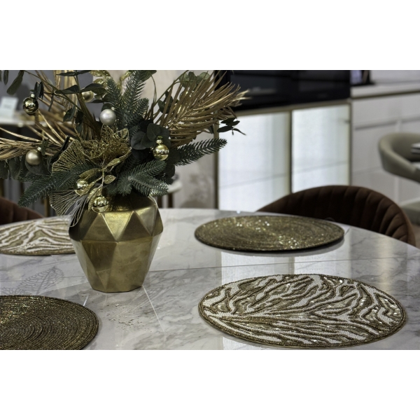 150ARF-22324 Салфетка сервировочная Саванна,бисер,золото d35см