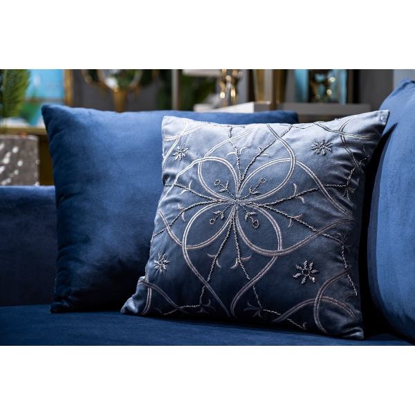 70SW-28070 Подушка с вышивкой "Узор" синий 45*45см