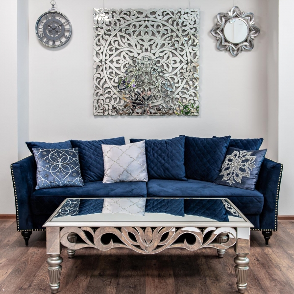 70SW-28070 Подушка с вышивкой "Узор" синий 45*45см