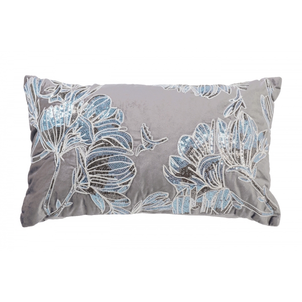 70SW-32905 Подушка с пайетками "Арт Магнолия" серый 30*50см