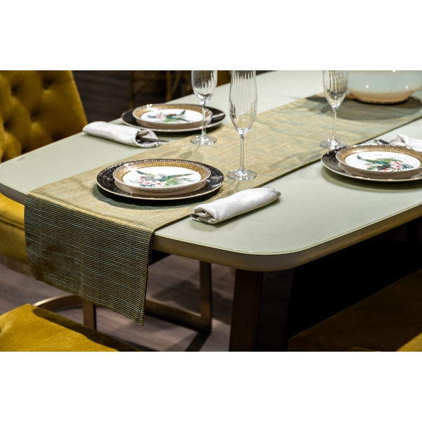 70SW-18101 Текстильная дорожка для стола Нефрит зеленая 35*180см