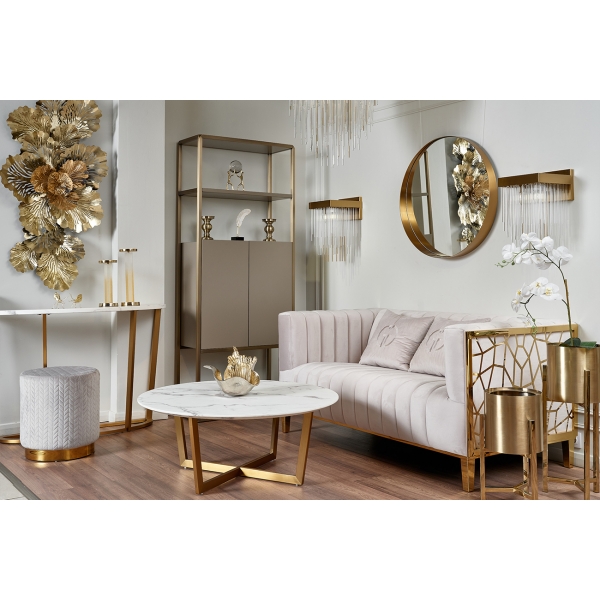 19-OA-6276L Зеркало в металл. объемной  раме золото d80*10 см