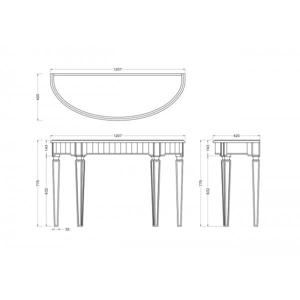 KFG080 Консоль зеркальная  120*42*78см