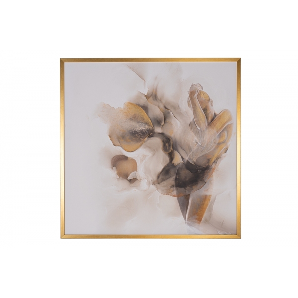 89VOR-AQUARELLE6 Холст "Песня поющего цветка"100*100см,багет зол