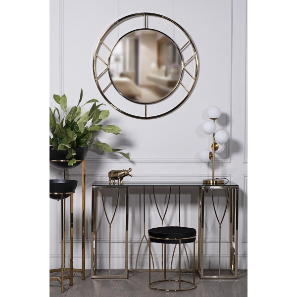 KFG082 Зеркало круглое в металл. раме цвет золото d91,5см