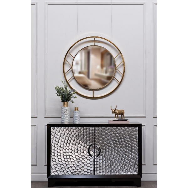 KFG082 Зеркало круглое в металл. раме цвет золото d91,5см