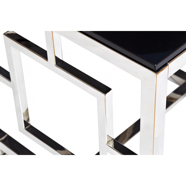 GY-ET2051212 Стол журнальный черное стекло/хром 53*50*50см