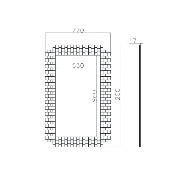 50SX-9192 Зеркало прямоуг. рама с зеркальными вставками 120*77cм