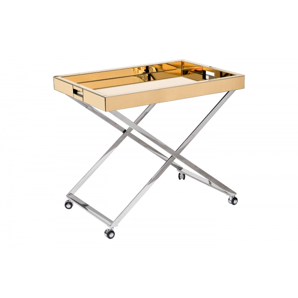 KFG135 Стол сервировочный зеркальный золото, н/ж сталь хром 80*55*67см