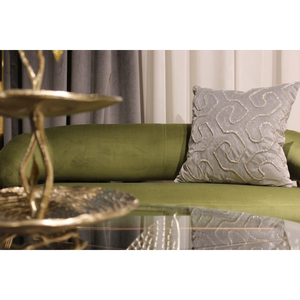 70SW-20322 Подушка с бисером "Этника" серебро 45*45см