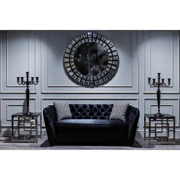 GY-ET2051212 Стол журнальный черное стекло/хром 53*50*50см