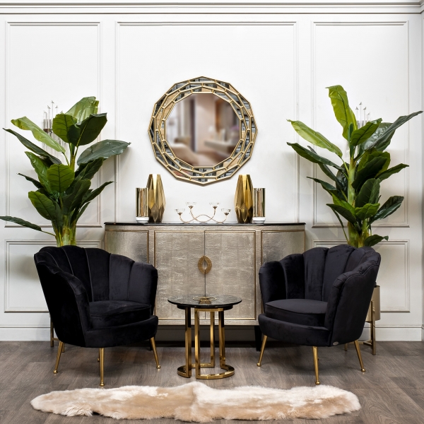 GD-ET002 Стол журнальный D'Oro Garda Decor черный мрам. d50*50см