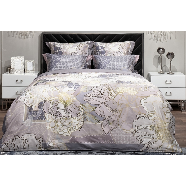 130HB-00212 Комплект наволочек сатин принт Пионы розовый  50*70(2шт)