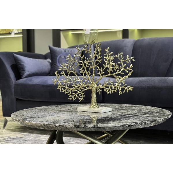 69-919201 Декор настольный "Дерево" зол.мет./мрам.бел 60*13*46см