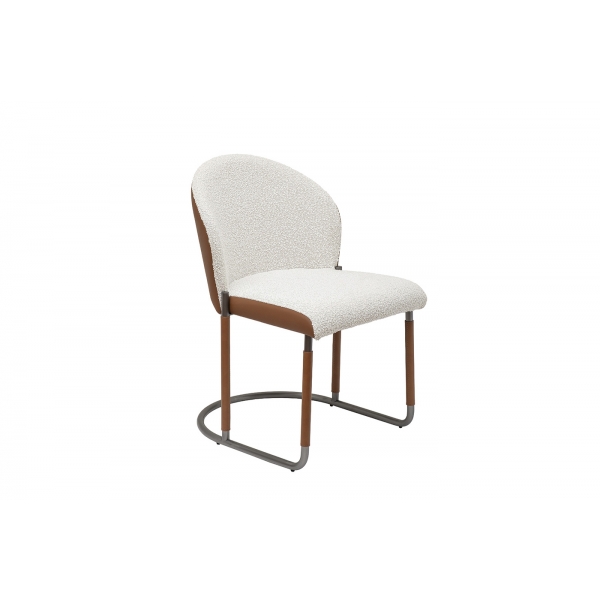 160KD-80070 Стул обеденный, экокожа кремовый/терракота 63*54*83см