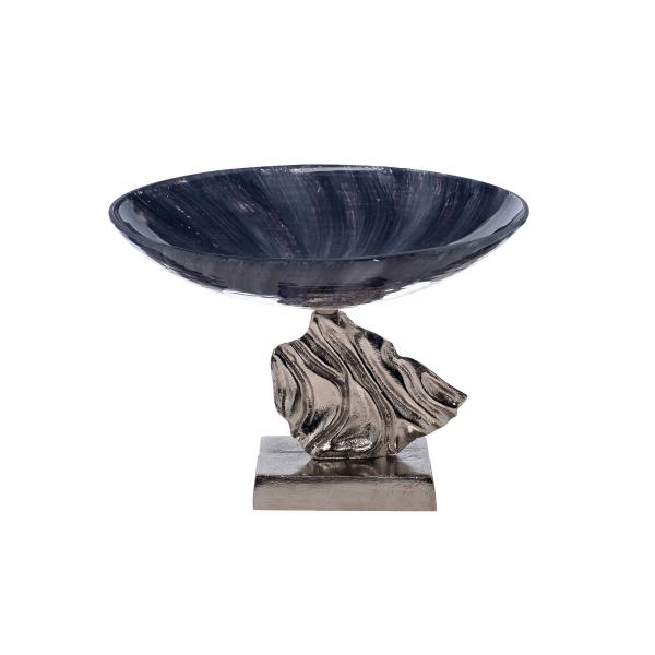 71PN-3168 Чаша стекл.на металл. основании дымчатая d37*23см