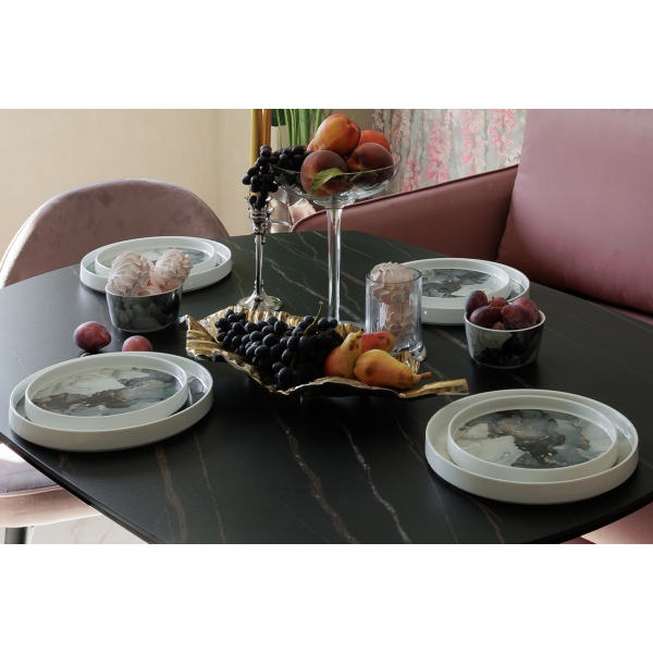 71PN-0716 Блюдо декорат. металл.  "Лист"  50*20*6см золото/хром