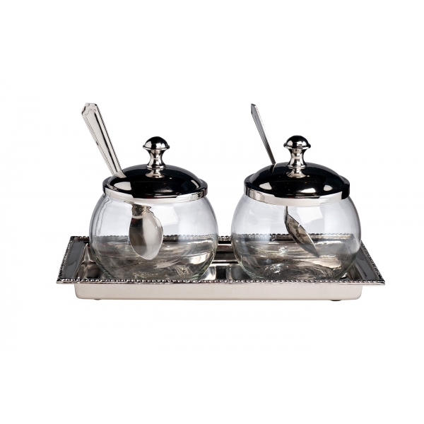 95IM-15250 Емкость д/хранения стекло/нерж.сталь (набор 2 шт на подставке)