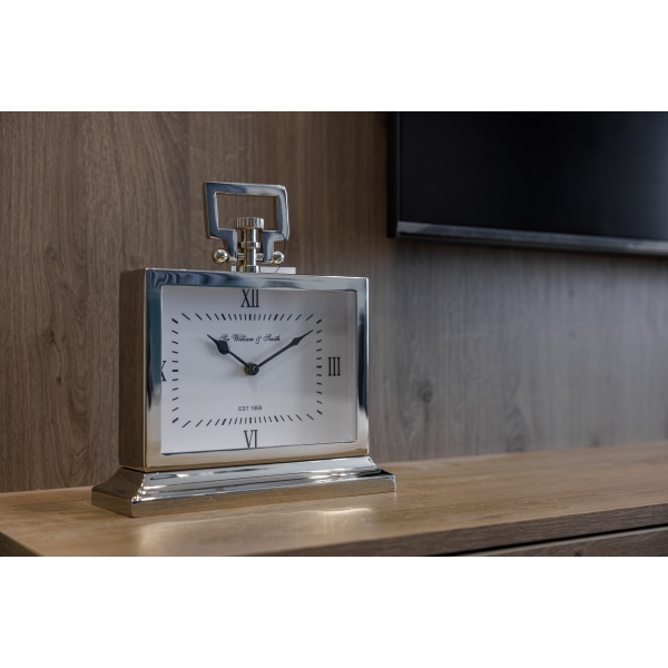 79MAL-5286-26NI Часы настольные цвет хром 20*15, H27см