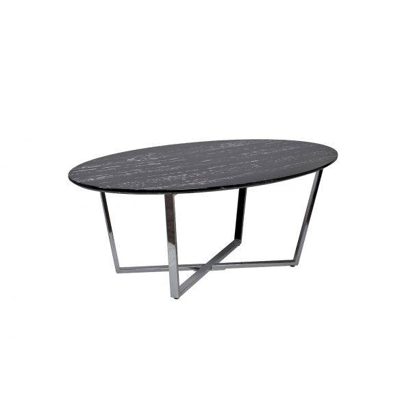 30B-85511 Стол журнальный овальный черный / хром 120*65*41см