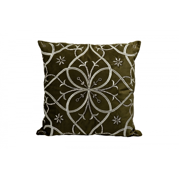 70SW-28070-A Подушка с вышивкой "Узор" зелен. 45*45см